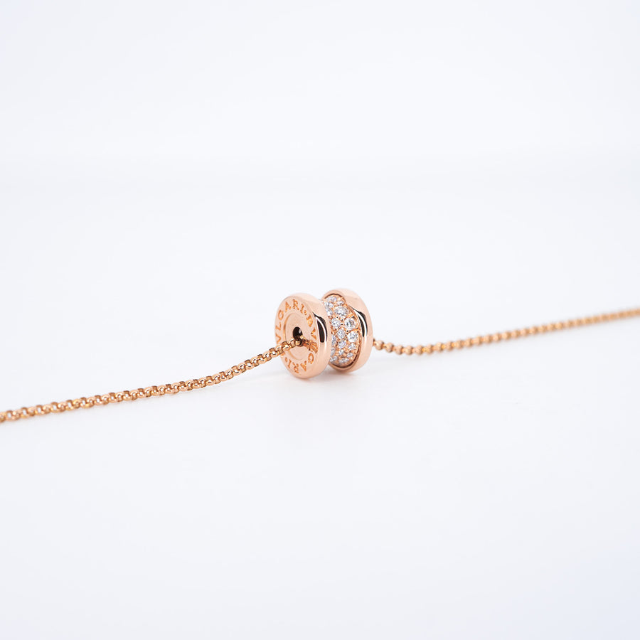 สร้อยและจี้ Bvlgari B.zero1 mini necklace with pavé diamonds 18K Rose Gold Size 39/41.5/44cm.# (Used) #vrbvnl 7089