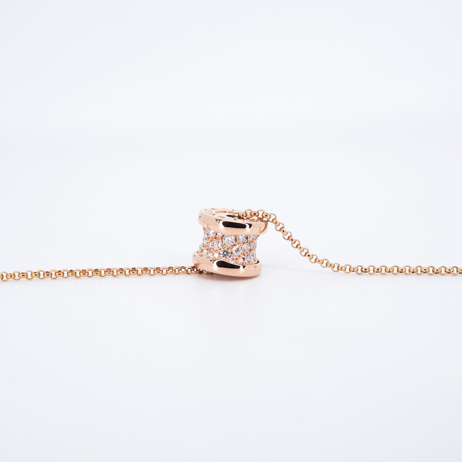 สร้อยและจี้ Bvlgari B.zero1 mini necklace with pavé diamonds 18K Rose Gold Size 39/41.5/44cm.# (Used) #vrbvnl 7089