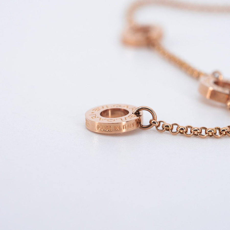 สร้อยและจี้ Bvlgari B.zero1 mini necklace with pavé diamonds 18K Rose Gold Size 39/41.5/44cm.# (Used) #vrbvnl 7089