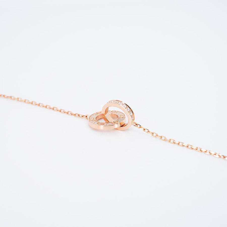 **Hold k’Tingtong**สร้อยและจี้ Cartier Love pendant, paved necklace 18K Rose Gold Size 38-41cm.# (Used) #vrcanl 7083