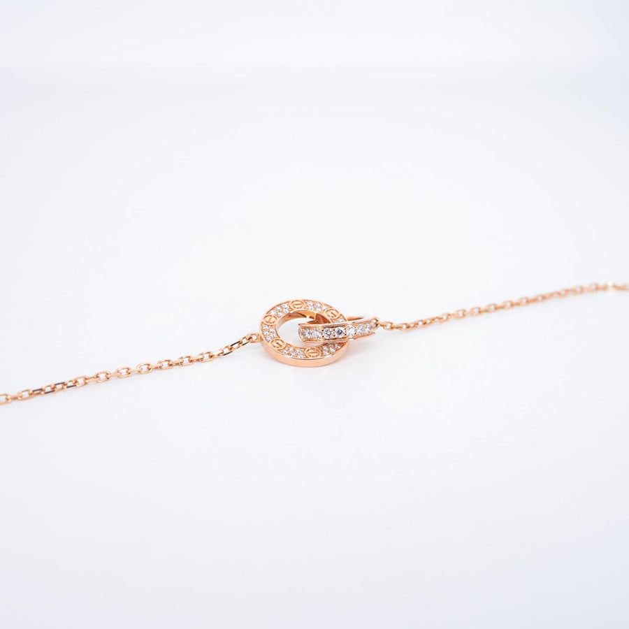 **Hold k’Tingtong**สร้อยและจี้ Cartier Love pendant, paved necklace 18K Rose Gold Size 38-41cm.# (Used) #vrcanl 7083