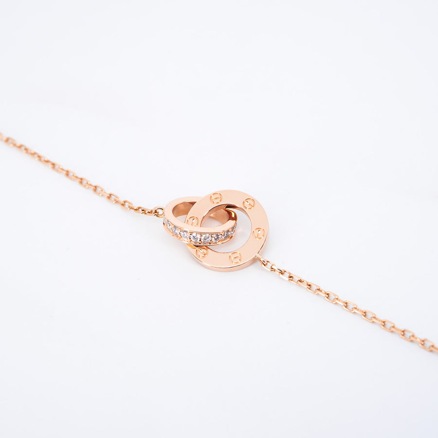 **Hold k’Tingtong**สร้อยและจี้ Cartier Love pendant, paved necklace 18K Rose Gold Size 38-41cm.# (Used) #vrcanl 7083