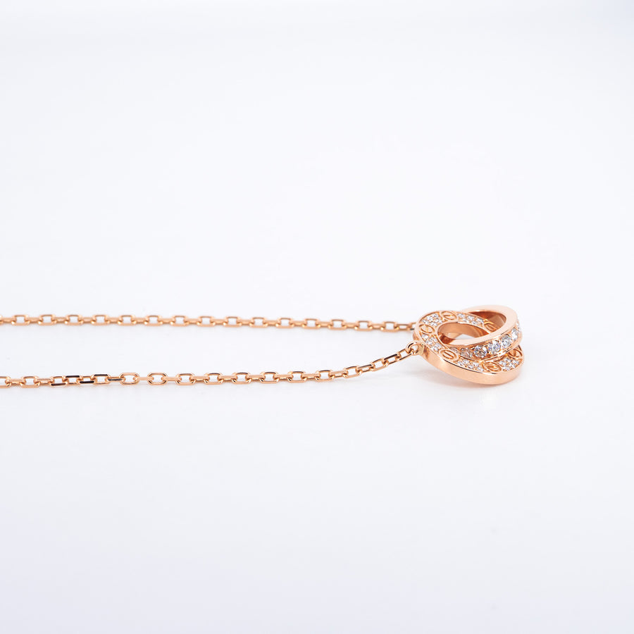 **Hold k’Tingtong**สร้อยและจี้ Cartier Love pendant, paved necklace 18K Rose Gold Size 38-41cm.# (Used) #vrcanl 7083