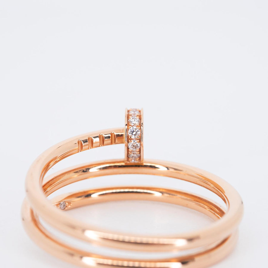 แหวน Cartier Juste un Clou ring, double, diamonds 18K Rose Gold Size 56# (Used) #vrcar 7082