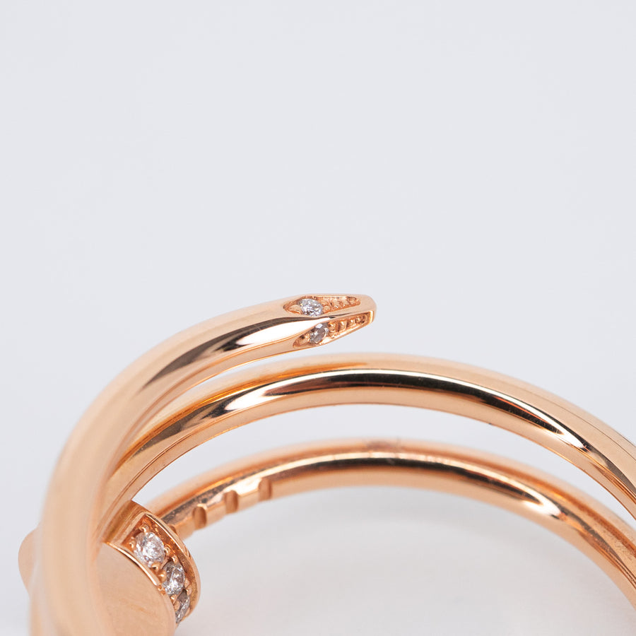 แหวน Cartier Juste un Clou ring, double, diamonds 18K Rose Gold Size 56# (Used) #vrcar 7082