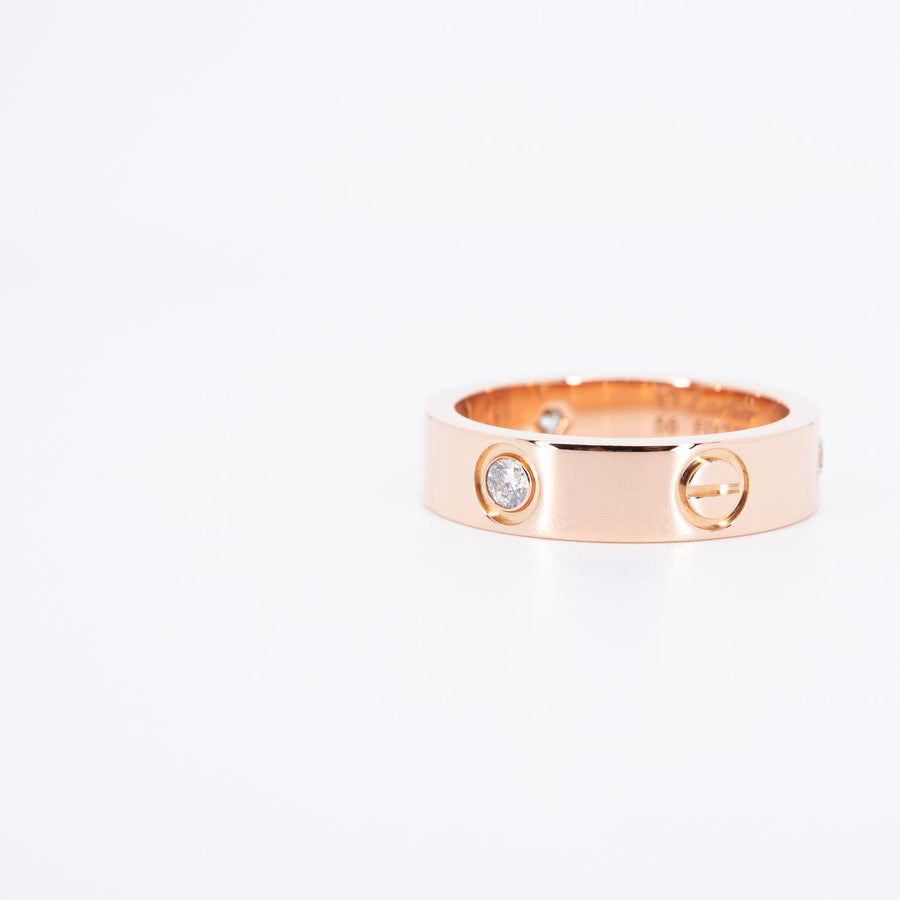 แหวน Cartier Love 3Diamonds Ring 18K Rose Gold Size 56# (Used) #vrcarimt 7081