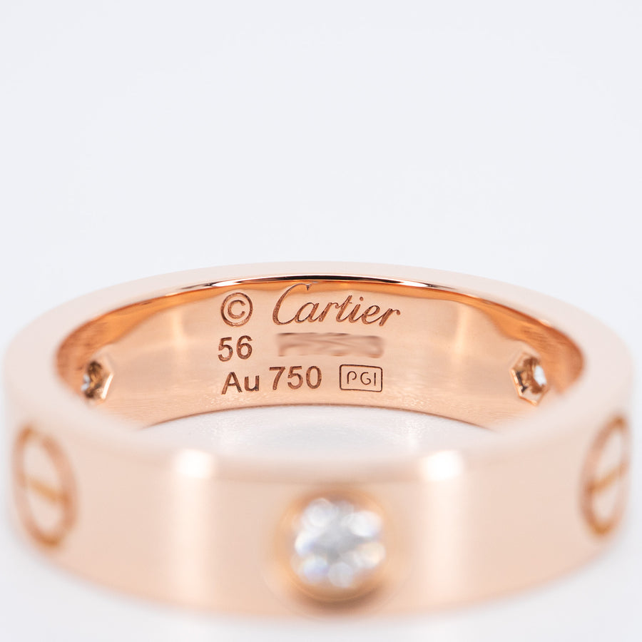 แหวน Cartier Love 3Diamonds Ring 18K Rose Gold Size 56# (Used) #vrcarimt 7081