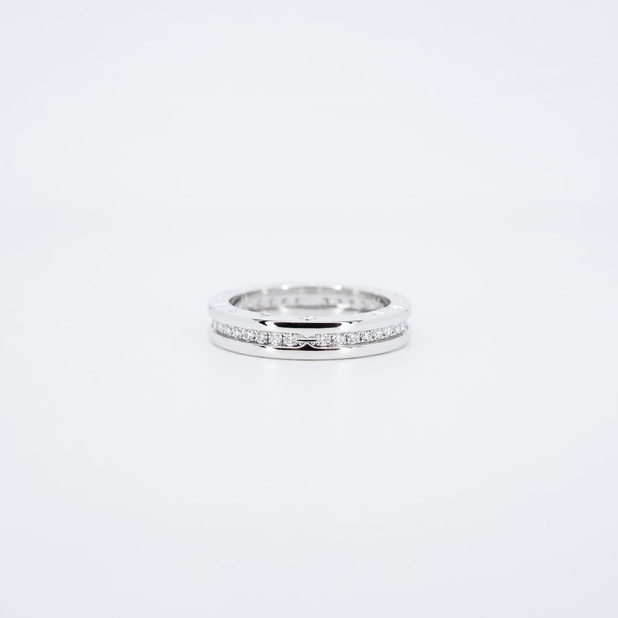 แหวน Bvlgari B.zero1 1band with Pave Diamond Eternity ring 18K White Gold Size 60# (Used) #vrbvr 7088