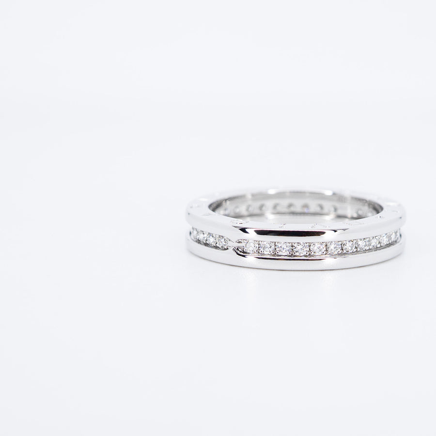 แหวน Bvlgari B.zero1 1band with Pave Diamond Eternity ring 18K White Gold Size 60# (Used) #vrbvr 7088