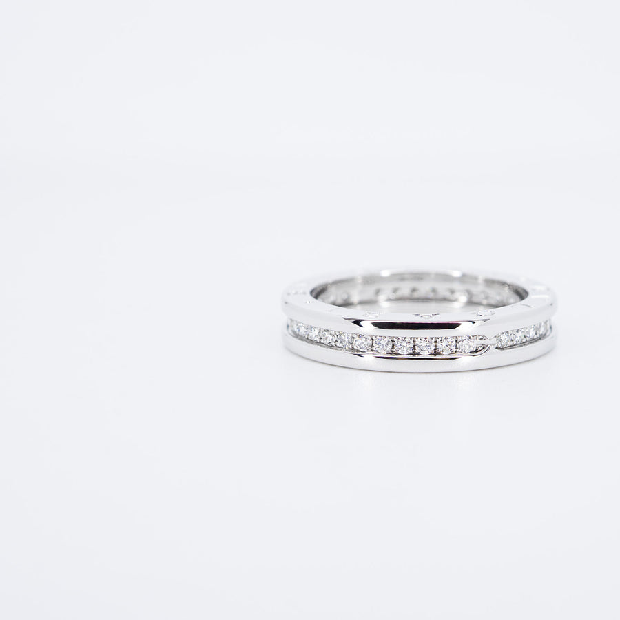 แหวน Bvlgari B.zero1 1band with Pave Diamond Eternity ring 18K White Gold Size 60# (Used) #vrbvr 7088