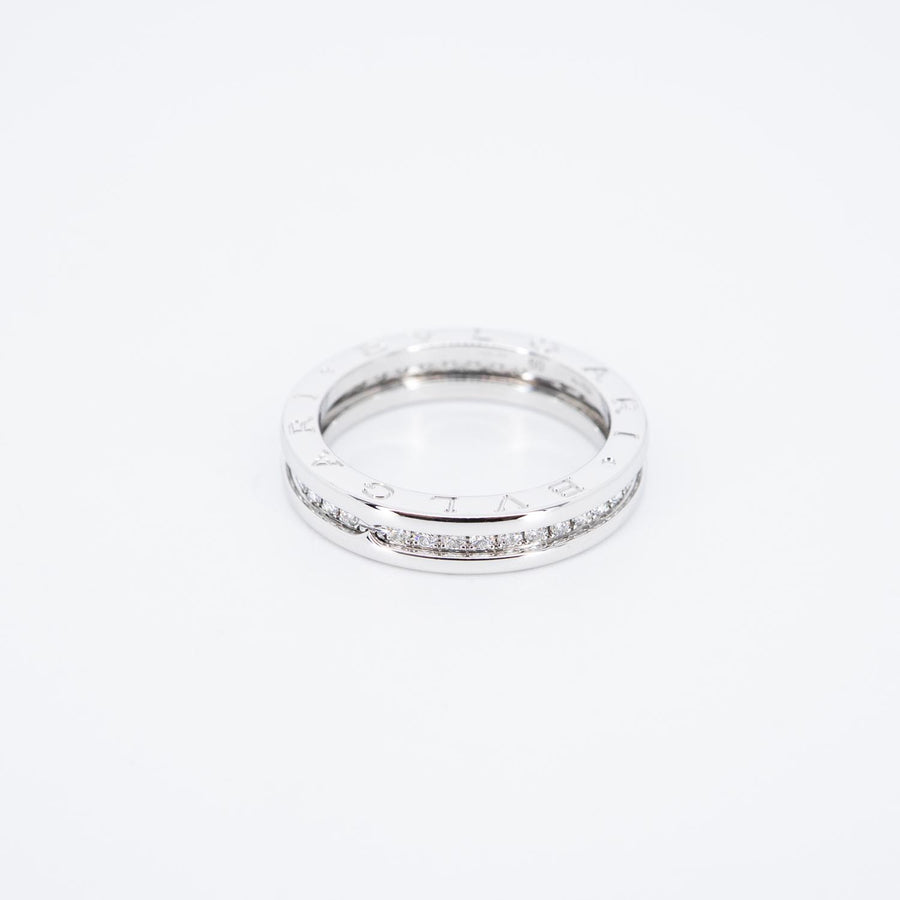 แหวน Bvlgari B.zero1 1band with Pave Diamond Eternity ring 18K White Gold Size 60# (Used) #vrbvr 7088