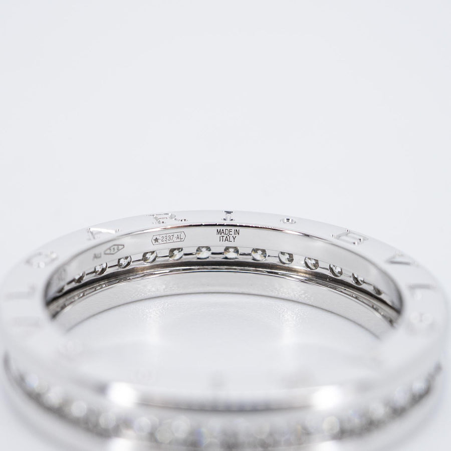 แหวน Bvlgari B.zero1 1band with Pave Diamond Eternity ring 18K White Gold Size 60# (Used) #vrbvr 7088