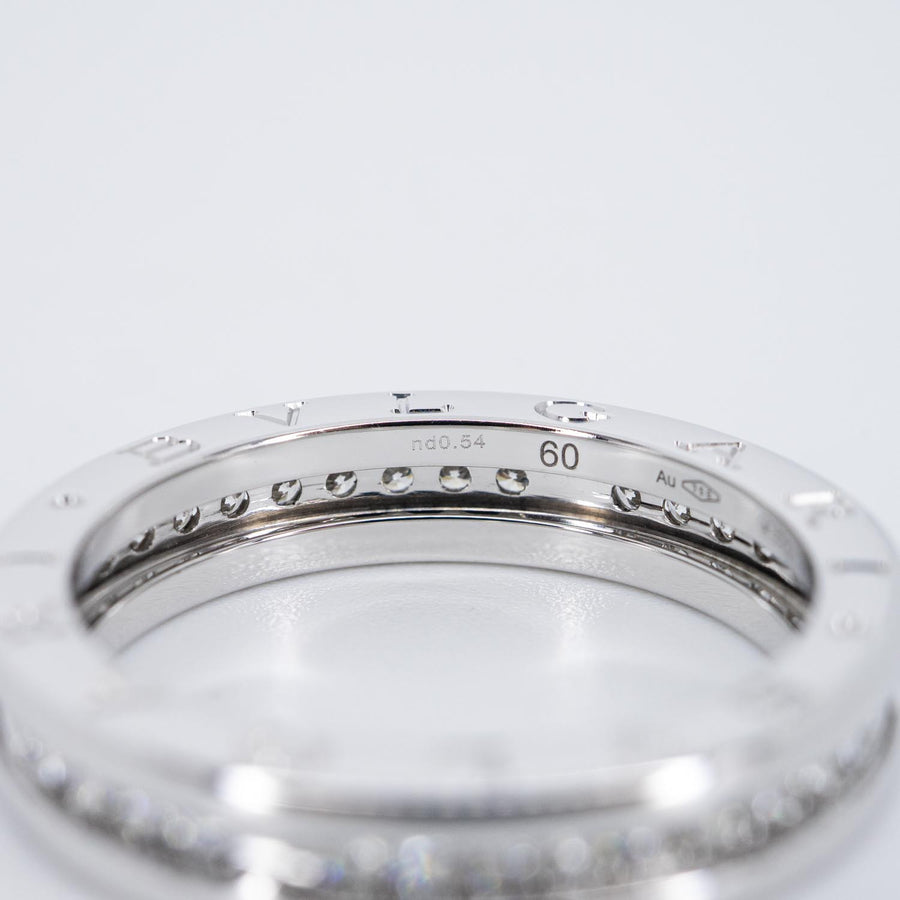 แหวน Bvlgari B.zero1 1band with Pave Diamond Eternity ring 18K White Gold Size 60# (Used) #vrbvr 7088