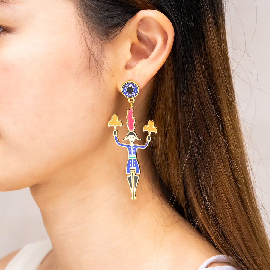ต่างหู Hermes Artificier Earrings Glod Plated (Used) #vrhe 0862