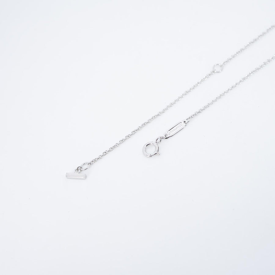 สร้อยและจี้ Tiffany & Co. Tiffany T Smile Pendant with Diamonds 18K White Gold Size 40-45cm.# (Used) #vrti 0891