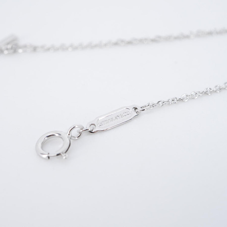 สร้อยและจี้ Tiffany & Co. Tiffany T Smile Pendant with Diamonds 18K White Gold Size 40-45cm.# (Used) #vrti 0891