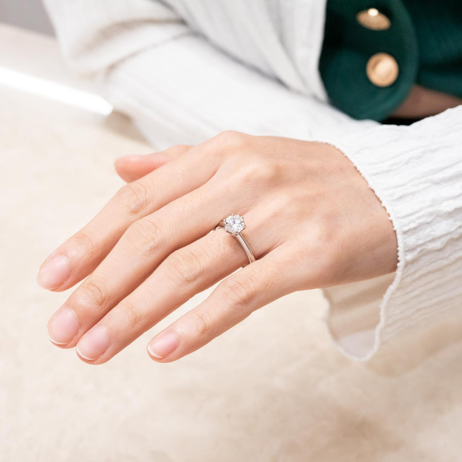 แหวน Tiffany &Co. The Tiffany Setting Solitaire Ring 0.76ct F VS1 (Resize) Platinum950 Size 52# (Used) #vrti 0990
