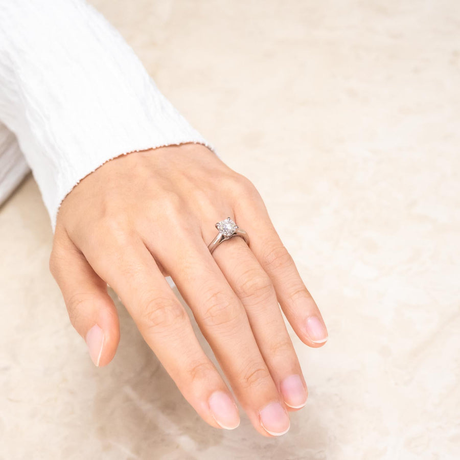 vrcar 7456 24/09/25 Cartier 1895 solitaire, เพชรเหลี่ยมเกสร 1.03 1.03ct G VVS1 pt950 2017 55 #T3