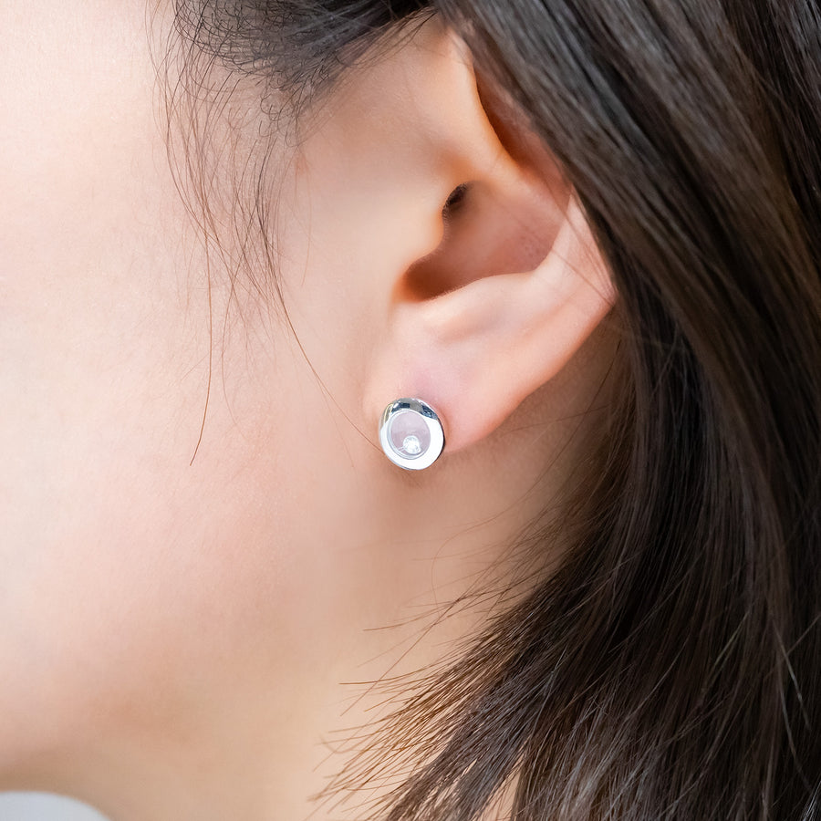 ต่างหู Chopard Happy Diamonds Icons Earrings 18K White Gold (Used) #vrcho 0840