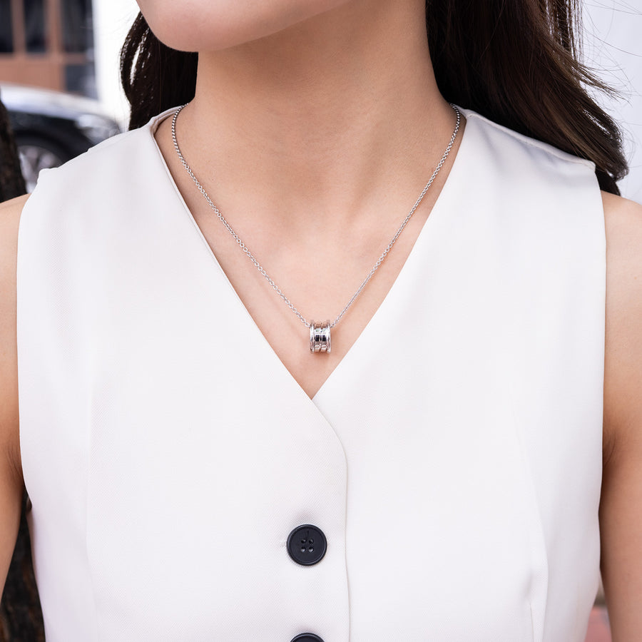 สร้อยและจี้ Bvlgari B.zero1 necklace and pendant 18K White Gold Size 38/42/45cm.# (Used) #vrbvnlimt 7379