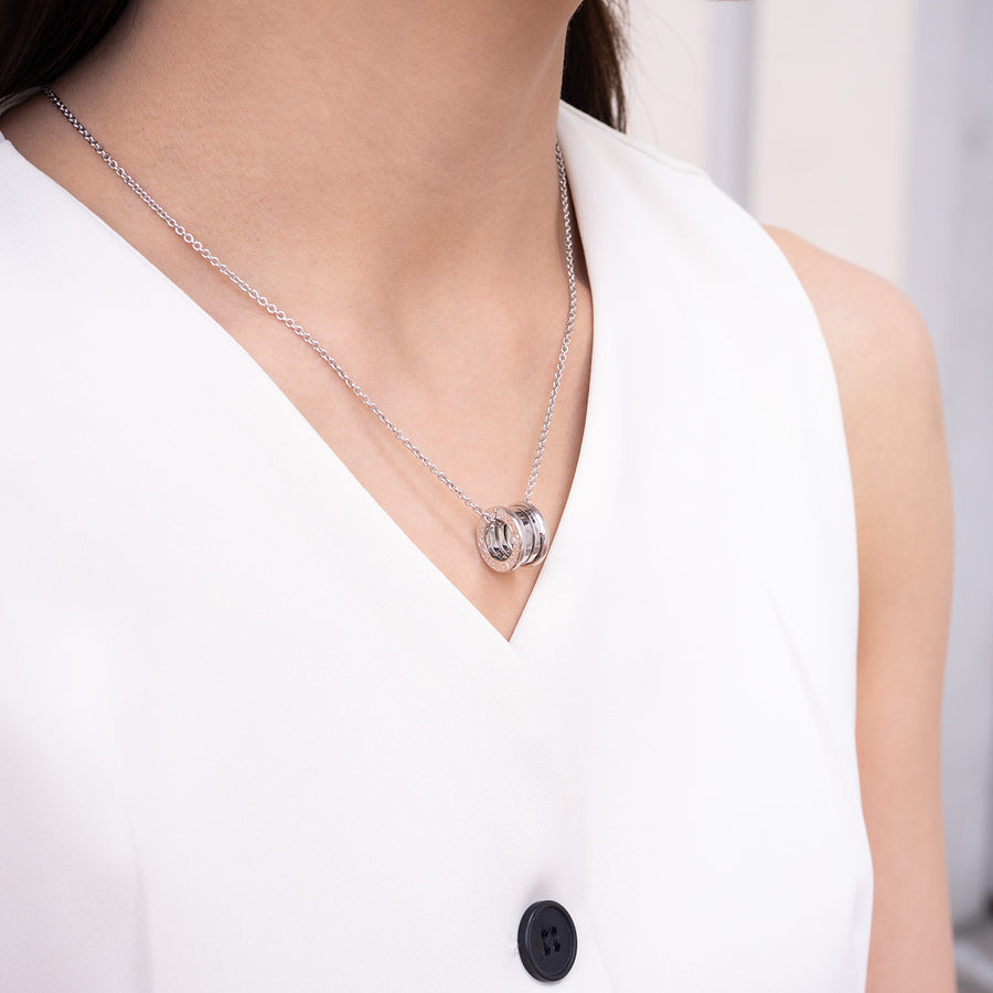 สร้อยและจี้ Bvlgari B.zero1 necklace and pendant 18K White Gold Size 38/42/45cm.# (Used) #vrbvnlimt 7379