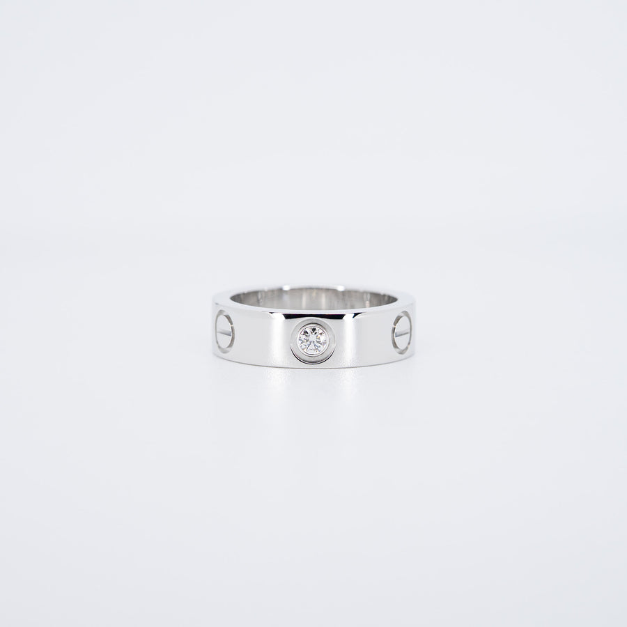 แหวน Cartier Love 3Diamonds Ring 18K White Gold Size 51# (Used) #vrca 0904