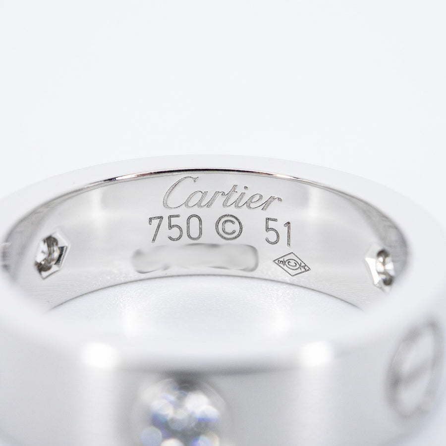 แหวน Cartier Love 3Diamonds Ring 18K White Gold Size 51# (Used) #vrca 0904