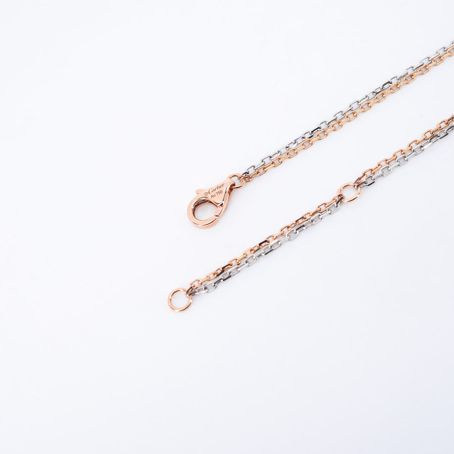 สร้อยและจี้ Cartier Baby Love 3 Pendant with Double chain Necklace, with 6 diamonds White Gold&Rose Gold Size 38-40.5cm.# (Used) #vrcanl 7220