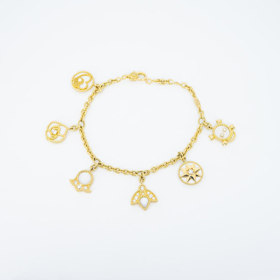 สร้อยข้อมือ Dior Dior Rose des Vents Bracelet, Mother of pearl, Diamonds 18K Yellow Gold Size 17cm.# (Used) #vrdi 1065