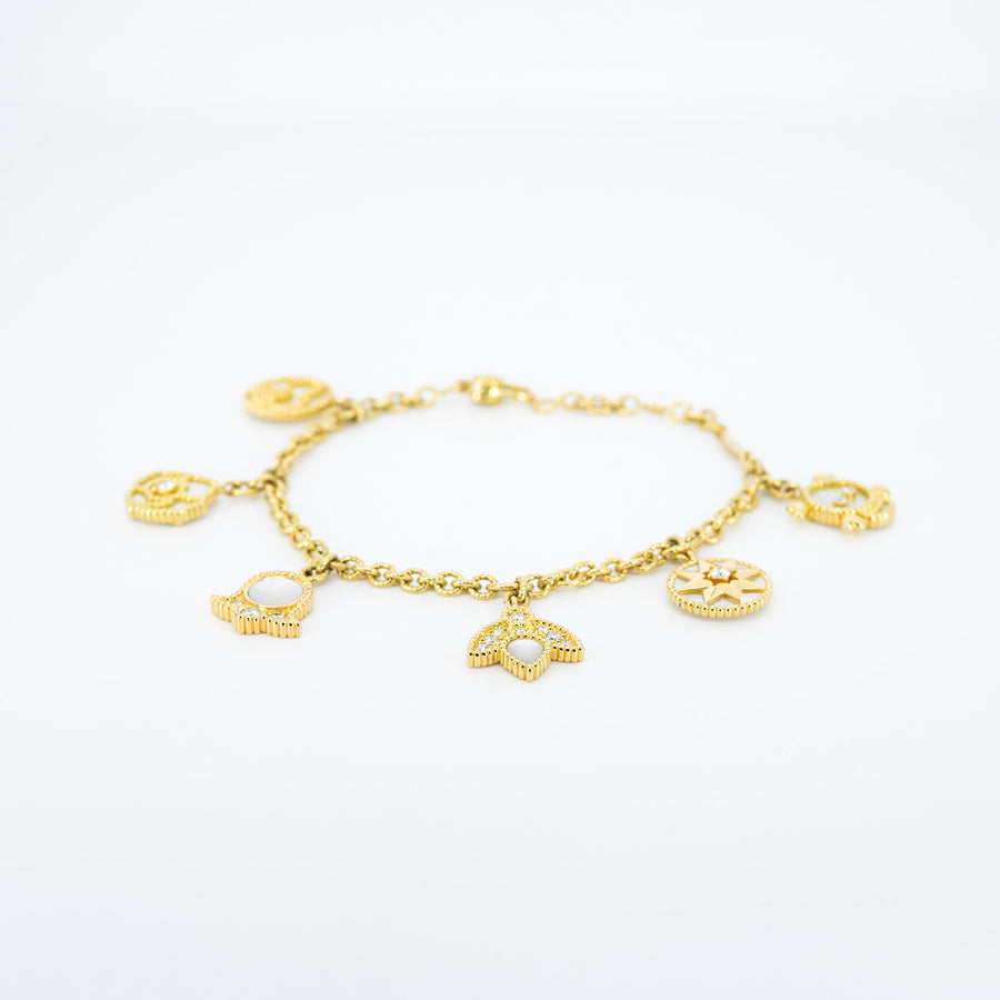สร้อยข้อมือ Dior Dior Rose des Vents Bracelet, Mother of pearl, Diamonds 18K Yellow Gold Size 17cm.# (Used) #vrdi 1065