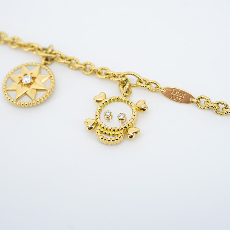สร้อยข้อมือ Dior Dior Rose des Vents Bracelet, Mother of pearl, Diamonds 18K Yellow Gold Size 17cm.# (Used) #vrdi 1065