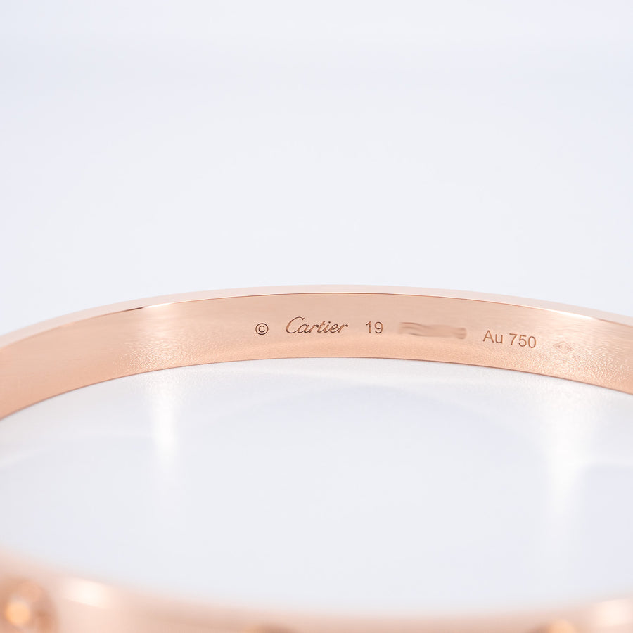 กำไลข้อมือ Cartier Love Bracelet 18K Rose Gold Size 19# (Used) #vrcab 7282