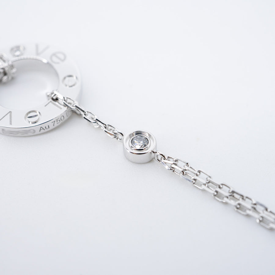 สร้อยและจี้ Cartier Love necklace, 2 Diamonds 18K White Gold Size 39-42cm.# (Used) #vrcanl 7223