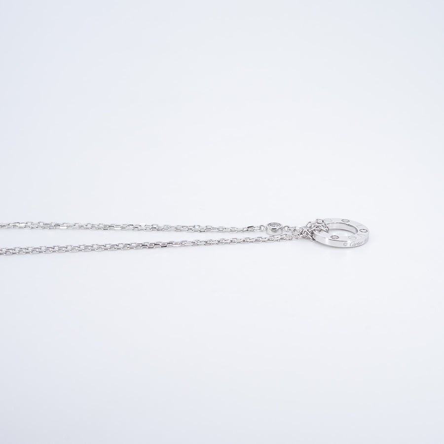 สร้อยและจี้ Cartier Love necklace, 2 Diamonds 18K White Gold Size 39-42cm.# (Used) #vrcanl 7223