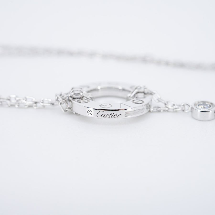 สร้อยและจี้ Cartier Love necklace, 2 Diamonds 18K White Gold Size 39-42cm.# (Used) #vrcanl 7223