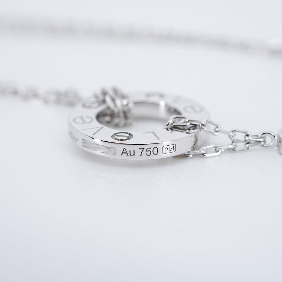 สร้อยและจี้ Cartier Love necklace, 2 Diamonds 18K White Gold Size 39-42cm.# (Used) #vrcanl 7223