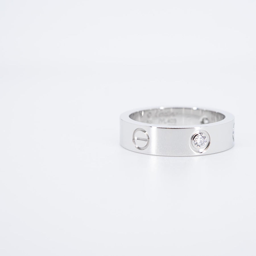 แหวน Cartier Love 3Diamonds Ring 18K White Gold Size 59# (Used) #vrcarimt 7224