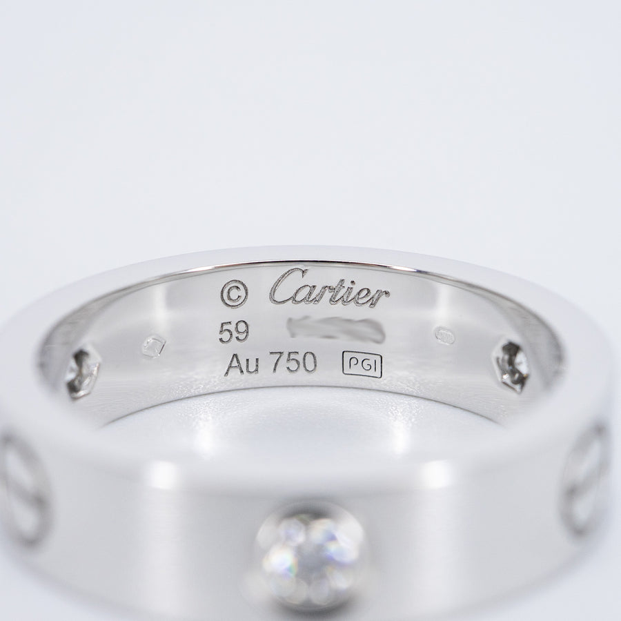 แหวน Cartier Love 3Diamonds Ring 18K White Gold Size 59# (Used) #vrcarimt 7224