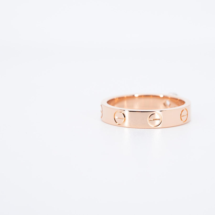 แหวน Cartier Love solitaire Ring 0.23 ct. E VVS2 brilliant-cut diamond 18K Rose Gold Size 50# (Used) #vrcarimt 7219