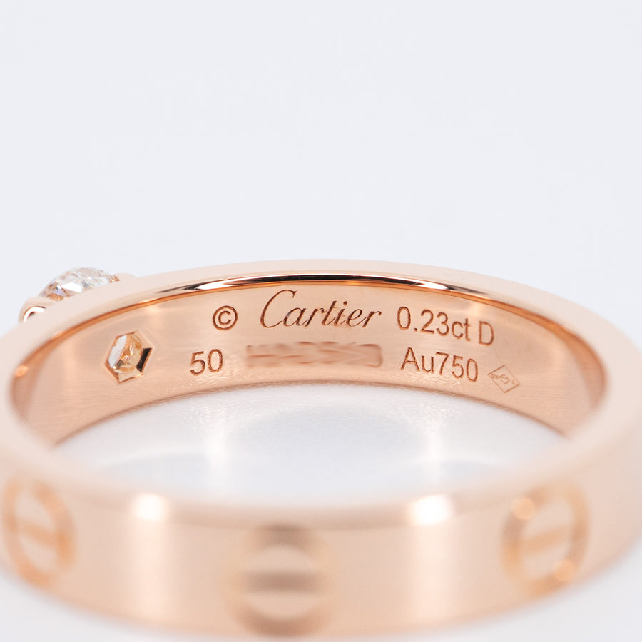 แหวน Cartier Love solitaire Ring 0.23 ct. E VVS2 brilliant-cut diamond 18K Rose Gold Size 50# (Used) #vrcarimt 7219