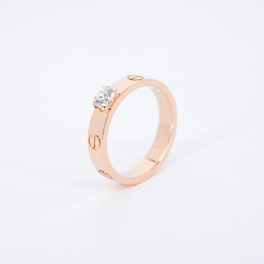 แหวน Cartier Love solitaire Ring 0.23 ct. E VVS2 brilliant-cut diamond 18K Rose Gold Size 50# (Used) #vrcarimt 7219