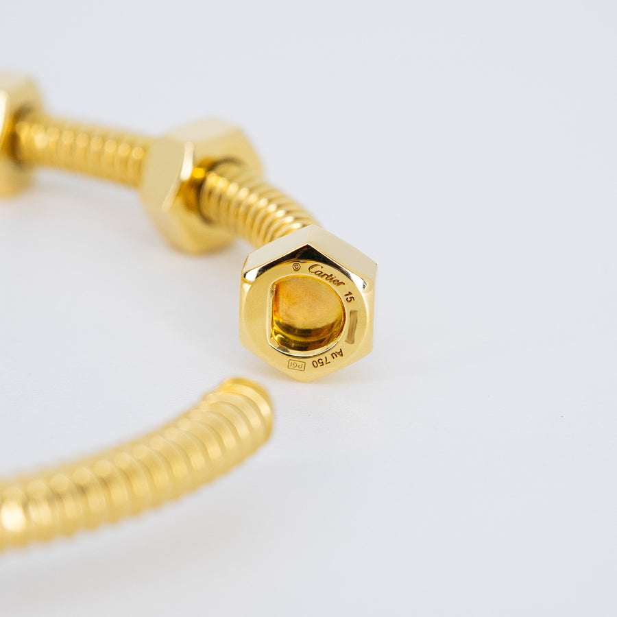 กำไลข้อมือ Cartier Ecrou De Cartier Bracelet 18K Yellow Gold Size 15# (Used) #vrcab 7593