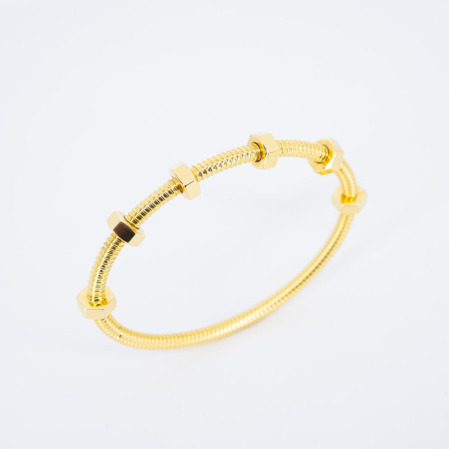 กำไลข้อมือ Cartier Ecrou De Cartier Bracelet 18K Yellow Gold Size 15# (Used) #vrcab 7593