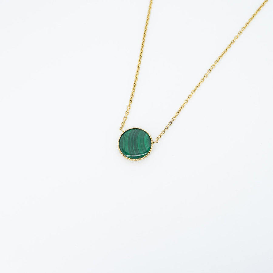 สร้อยและจี้ Dior Rose Des Vents Necklace, Diamond and Malachite 18K Yellow Gold Size 39/40.5/43cm.# (Used) #vrdi 0863
