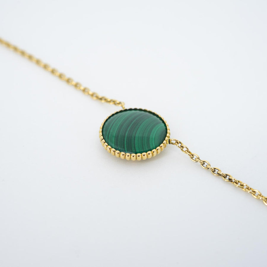 สร้อยและจี้ Dior Rose Des Vents Necklace, Diamond and Malachite 18K Yellow Gold Size 39/40.5/43cm.# (Used) #vrdi 0863