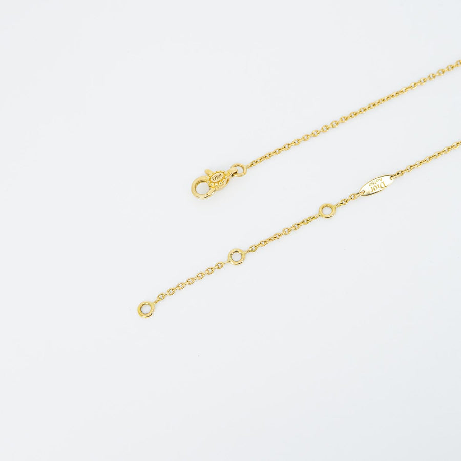 สร้อยและจี้ Dior Rose Des Vents Necklace, Diamond and Malachite 18K Yellow Gold Size 39/40.5/43cm.# (Used) #vrdi 0863