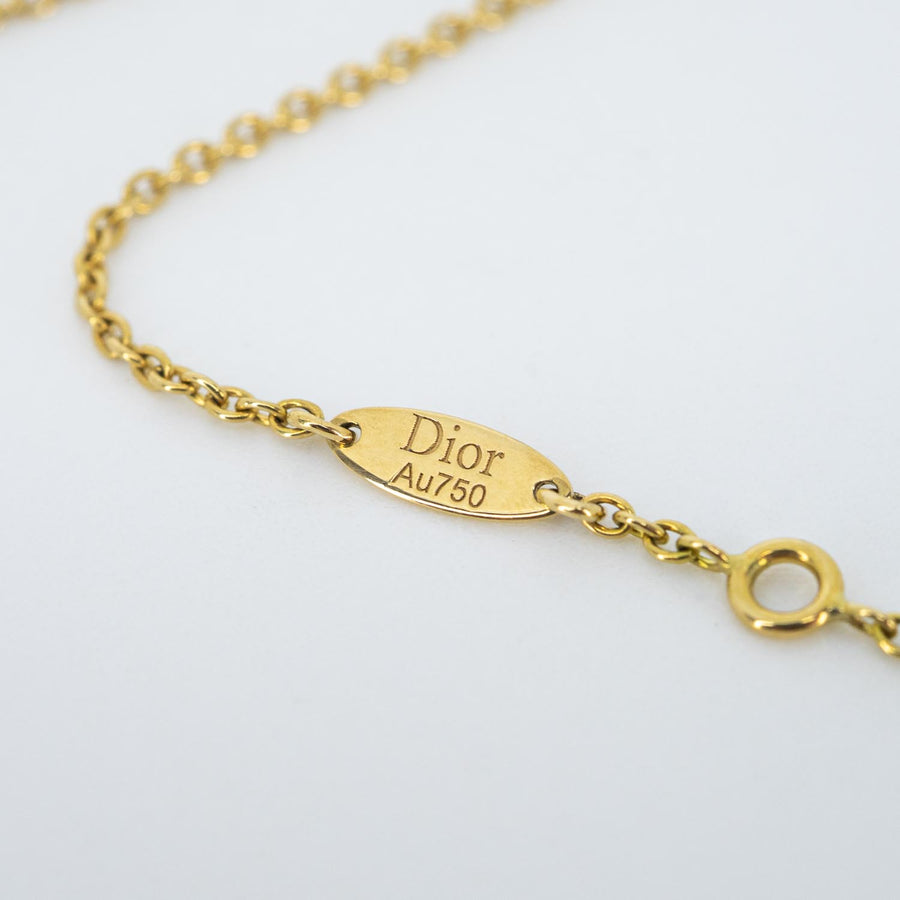 สร้อยและจี้ Dior Rose Des Vents Necklace, Diamond and Malachite 18K Yellow Gold Size 39/40.5/43cm.# (Used) #vrdi 0863