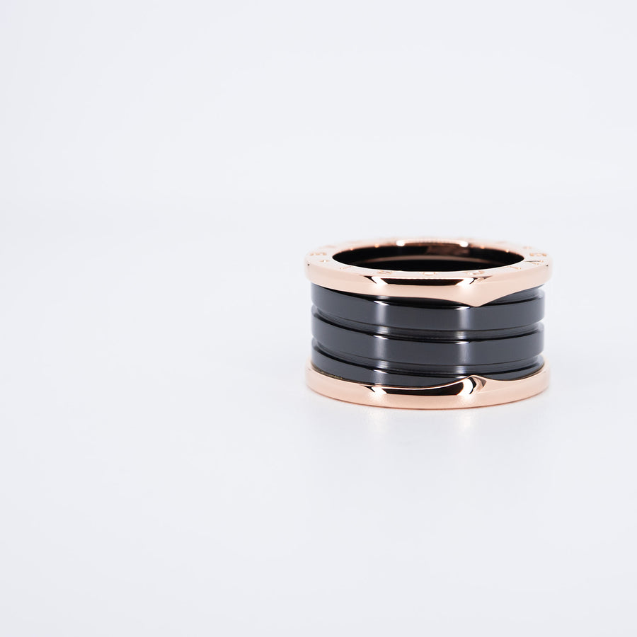 แหวน Bvlgari B.zero1 4band Black Ceramic Ring 18K Rose Gold Size 55# (Used) #vrbv 0871