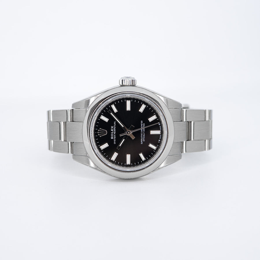 นาฬิกา Rolex Oyster Perpetual 28 Black Stainless Steel Size 28mm.# (Used) #vrro 0913