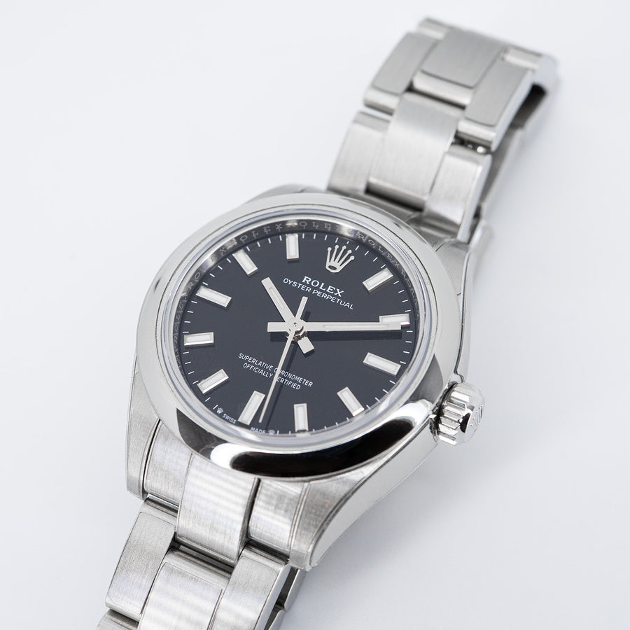 นาฬิกา Rolex Oyster Perpetual 28 Black Stainless Steel Size 28mm.# (Used) #vrro 0913